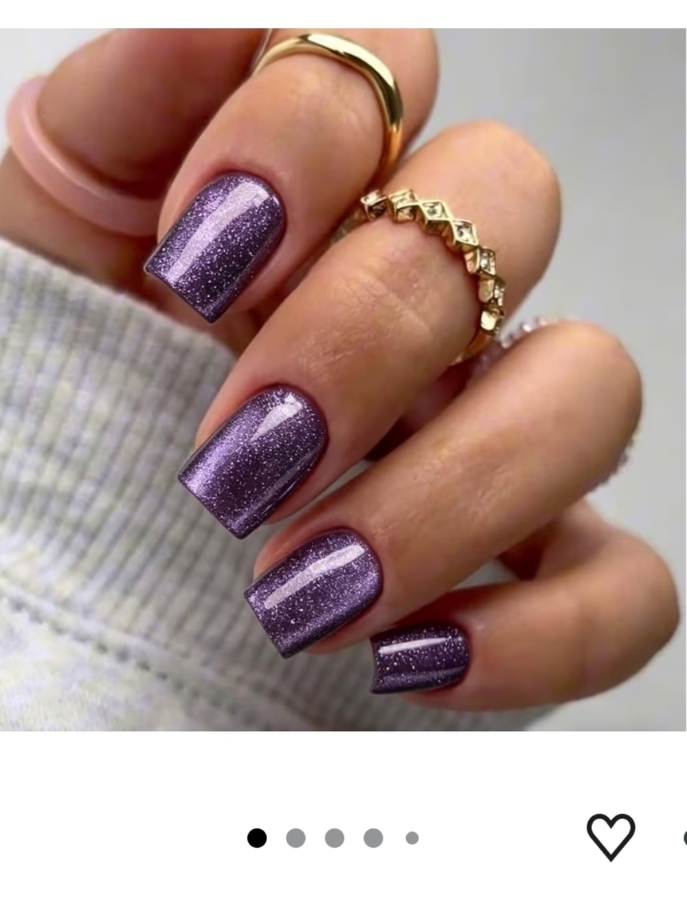 Glittery Purple Short Press-On Nails Square